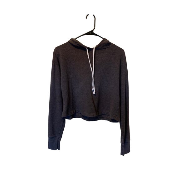 🌸3/$15🌸Charcoal Gray Lounge Life Crop Hoodie sz Medium - Picture 1 of 5